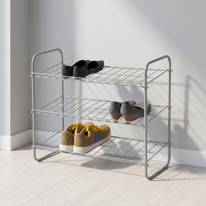 ชั้นวางรองเท้าโลหะแบบ 3 ชั้น โครงเหล็กแบบแผ่น วางรองเท้าได้สูงสุด 16 คู่ - Product Image 5