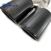 Embout d'échappement universel pour voiture de 89 mm en acier inoxydable avec couvercle d'entrée en fibre de carbone pour la modification et la décoration des véhicules