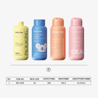 Bouteille de shampoing en plastique PE 350 ml, bouteille ronde à épaule avec pompe distributrice à grand débit pour gel douche et shampoing, vente directe usine, personnalisable