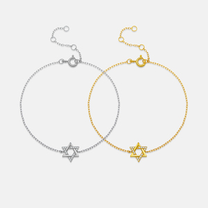 FUAMAY Bracciale in Argento <span class=keywords><strong>925</strong></span> con Stella Traforata Placcato Oro 18K Stella di David Bracciale in Argento Sterling <span class=keywords><strong>925</strong></span> per <span class=keywords><strong>Uomo</strong></span> con Zirconi - Product Image 1
