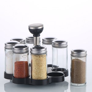 Bottiglie in Vetro per Condimenti 100 Ml Barattoli per Spezie con Portaspezie Girevole Organizzatore Rotante - Product Image 2