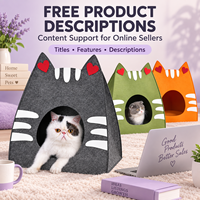 Vente en gros : Maisonnette pour chat en feutre avec oreilles de chat en forme de cœur, lit-caverne pour chat d'intérieur, abri fermé pour animaux de compagnie