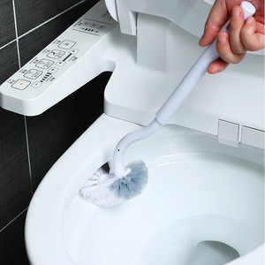 Brosse de toilette à long manche en forme de S, poils doux, fixation murale, brosse de nettoyage sans angle mort - Product Image 1