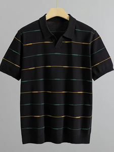 Suéteres de Punto de Manga Corta de Alta Calidad con Cuello Polo, Ropa Básica Diaria para Hombre, Camiseta de Hombre Estilo Old Money - Product Image 2