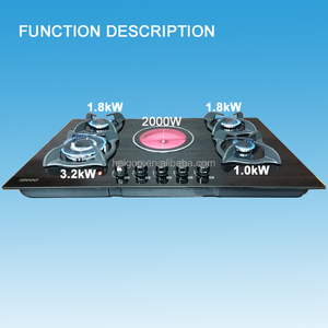 Electrodomésticos de Cocina de Encimera Integrada Estufa Híbrida de 5 Quemadores 4 de Gas y 1 Placa Eléctrica de Inducción Infrarroja Vitrocerámica - Product Image 3