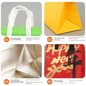 Custom Disposable Takeaway Thermal Insulation Handled <b>Backpack</b> Zipper Closure Eco-Friendly Letter Pattern Non-Woven <b>Cooler</b> Bag - Product Image 4