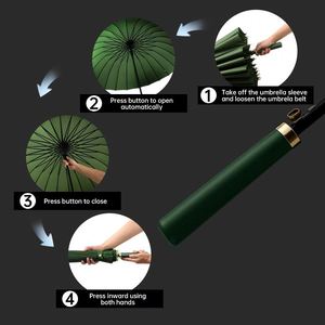 Parapluie droit personnalisé avec logo, idéal pour le golf et les voyages, parapluie de pluie personnalisé, vente en gros, 24 baleines, coupe-vent - Product Image 3