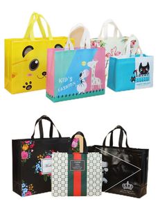 Sacs réutilisables, sacs d'épicerie non tissés avec poignées, sacs fourre-tout portables en tissu, en gros - Product Image 4