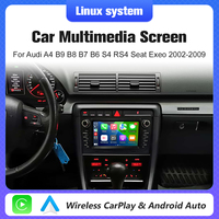 Autoradio 7 pouces avec écran multimédia USB, divertissement pour sièges arrière pour Audi A4, CarPlay sans fil, Android Auto