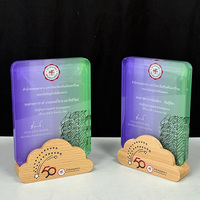 Trophée personnalisé en cristal de plaque avec base en bois en forme de nuage MH-J0988