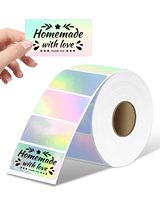 Etiqueta térmica cuadrada plateada holográfica, etiqueta Rectangular autoadhesiva, etiqueta de papel térmico directo, rollo de pegatinas de código de barras de envío