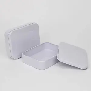 Bulk Full White Color 110x80x25mm Rectangle Case Storage Box Hinge Tin