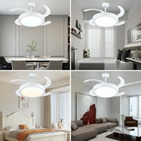 Nordique Simple blanc cuisson vernis ventilateur lumière chambre salon Intelligent télécommande Variable lumière ventilateur lustre