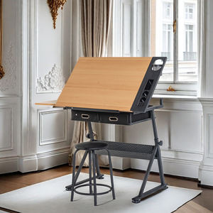 Mesa contemporánea ajustable en altura, mesa de escritura de vidrio, escritorio de dibujo - Product Image 1