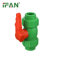 IFAN High Temperature PPR Plumbing Fittings Green Control Water PPR Ball Valve With Brass Valve