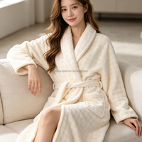 Nouvelle robe de chambre en tissu polaire corail, à manches longues, douce, agréable pour la peau, respirante et confortable, robe de nuit chaude pour l'hiver