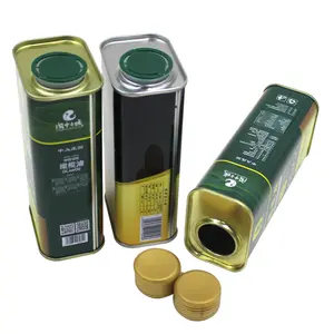 Oem Odm Wholesale 500ml Sunflower Oil Tin Metal Tinplate Square Tin Can Canned Olive Oil Can With Plastic Lid