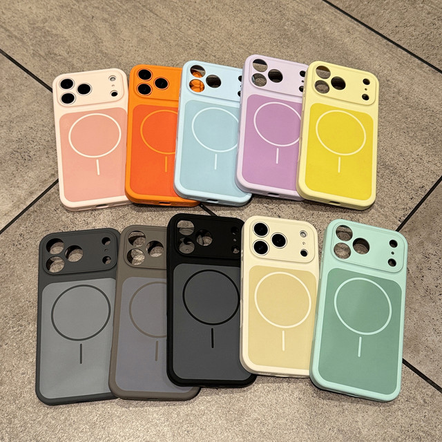 Liquid Silicone Soft Skin Texture Phone Shell Case for iPhone 17 16 15 Pro Max Wireless Charging Slim Magnetic Shockproof Cover