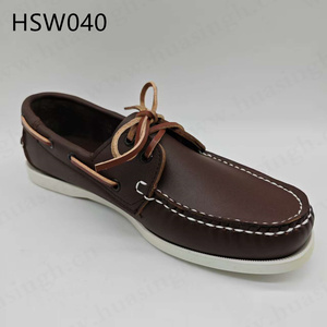 Chaussures <span class=keywords><strong>bateau</strong></span> en cuir véritable, cousues à la main, de style authentique, de couleur marron, de la marque HY, Sultan Oman Market, HSW040 - Product Image 2