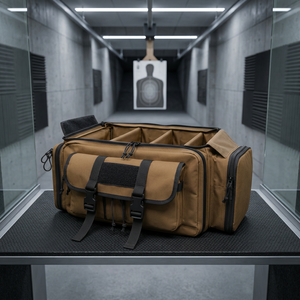 Sac de transport tactique pour armes à feu en tissu 600D couleur Tan, plusieurs compartiments, fermeture éclair, 8 compartiments souples et rigides résistants à l'eau pour le tir - Product Image 1