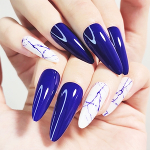 Reutilizable largo stiletto XL prensa en el fabricante de <span class=keywords><strong>uñas</strong></span> azul blanco diseños <span class=keywords><strong>uñas</strong></span> postizas estilos para mujeres moda <span class=keywords><strong>uñas</strong></span> postizas kit de preparación - Product Image 3