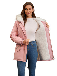 <span class=keywords><strong>Parka</strong></span> à capuche avec garniture en fourrure pour femmes manteau matelassé mi-long veste d'hiver <span class=keywords><strong>doublée</strong></span> en <span class=keywords><strong>polaire</strong></span> isotherme chaud rembourré vêtements d'extérieur d'automne - Product Image 4