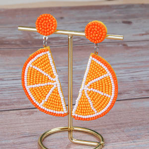 Pendientes tejidos de moda Linda fruta limón sandía naranja Kiwi arroz cuentas pendientes para mujer Uionen 1824 - Product Image 3