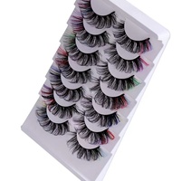 Pinky leem Meilleures ventes de faux cils Cils synthétiques 25mm Faux cils en vison 5d 3D Couleur Soie 7 paires Fournisseur de cils en bande