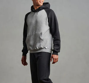 Casual de los hombres mangas raglán cadena pulóver con capucha personalizado de dos tonos de bloque Patchwork bordado Technics al por mayor para el otoño - Product Image 5