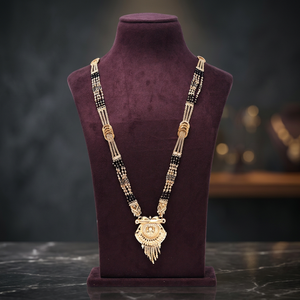 Gold Plated Mangalsutra <b>Bridal</b> Jewelry, Black Beads For Gold Mangalsutra, Gold Pendant Mangalsutra, Indian Jewelry Mangalsutra. - Product Image 2