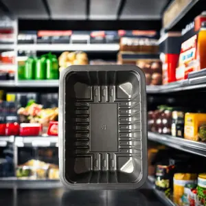 Disposable Black Plastic Food Box with Seal Film Plastic Case for Storage and Preservation