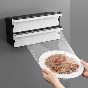 Distributeur de film alimentaire magnétique flexible en plastique avec coupeur coulissant, nouveau design, rechargeable, pour réfrigérateur - Product Image 1