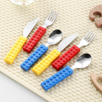 Ensemble de couverts pour enfants en acier inoxydable avec boîte de rangement, fourchette, cuillère et couteau