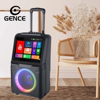 GENCE Enceinte portable intelligente avec écran, audio sans fil, enceinte KTV domestique avec lumière LED, radio FM, carte TF, USB pour fêtes et camping