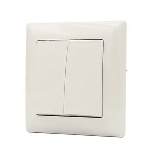 Euro Standard Light Switch 2 Gang 1 Way Wall Switch With Ceramic Base Electrical Switch