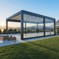 Abri de jardin moderne imperméable en métal et aluminium avec rideau latéral