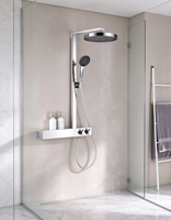 Système de douche thermostatique intelligent moderne en laiton massif, ensemble de douche murale avec barre coulissante, mitigeur à poignée unique, jet/douche douce pour salle de bain