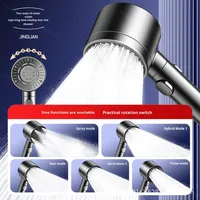 Pommeau de Douche Luxe Turbo avec Tuyau de 1,5 m, Support Sans Perçage, Cartouche Filtrante, Douche Pluie Haute Pression pour Salle de Bain