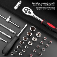 Jeu de clés à douilles à cliquet en acier au carbone de 46 pièces, boîte à outils combinée de qualité industrielle, garantie de 3 ans - Moto, usage domestique, automobile