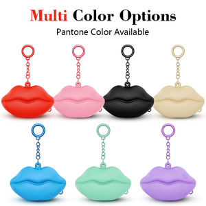 Custom Logo <b>Cute</b> Silicone Lip Shaped Coin <b>Purse</b> Keychain Mini Wallet Pouch Waterproof Zipper Storage Bag for Women Girls Gift - Product Image 2