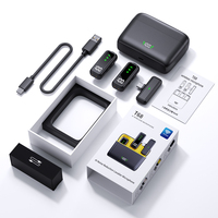 Microphone portable sans fil 2,4 GHz à clipser pour enregistrement audio-vidéo avec surveillance en temps réel et affichage de la batterie 24h/24, livré avec boîte