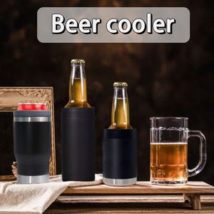 Bouteille isotherme en acier inoxydable à double paroi de 14 oz au design moderne, refroidisseur thermique métallique pour canettes fines, nouveau couvercle, pour camping et bière froide - Product Image 6
