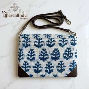 Blue Block Print Sling <b>Bag</b> Wholesale Handmade 13 Inch <b>Tablet</b> Sleeve Boho Crossbody Case Export Supplier India - Product Image 3