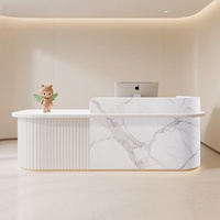 Comptoir de réception de salon de beauté en bois massif de luxe, comptoir de paiement, design moderne, durable, écologique, peinture cuite