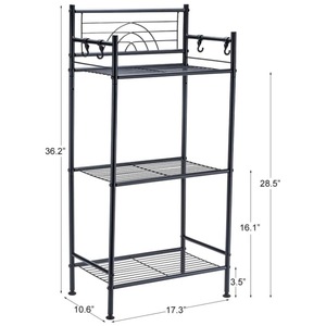 3-tier freestanding <b>metal</b> <b>shelf</b> storage <b>unit</b> for bathroom, laundry, kitchen, and office use. - Product Image 3
