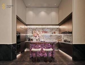 Yushi hiện đại tùy chỉnh sang trọng tự nhiên màu tím pha lê mã não Countertop bề mặt rắn cho nhà bếp thanh - Product Image 4