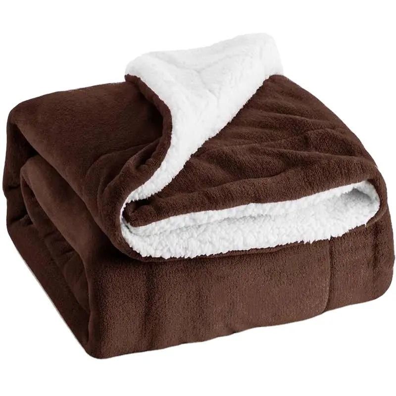 Wholesale and fast delivery Sherpa Fleece Blankets Queen Size Super Soft Extra Warmest and Heavy Thick Winter 500GSM Bed Blanket