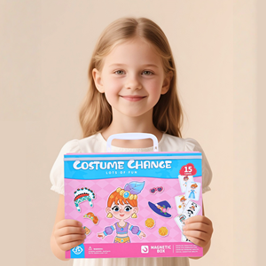 Multifunctional Princess Outfits pink Costume Change Game Baby Girls Portable Magnetic Puzzle Dress-up Toy <b>Magic</b> Box - Product Image 6