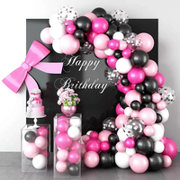 Ballon de fête élégant en latex imprimé en quadrichromie noir, blanc, argenté métallisé, pour décoration de graduation et d'anniversaire, à l'hélium, avec confettis