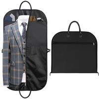 Housse de costume pliable anti-poussière minimaliste noire unie avec logo personnalisé, en polyester, best-seller pour les détaillants en ligne